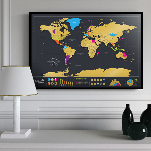 Black World Map Scratch off (82x59) - ERA Home Decor